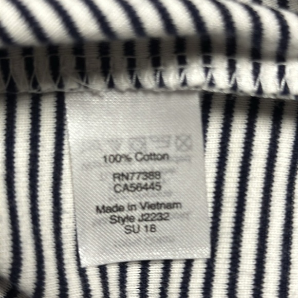 J CREW Navy Stripe Off the Shoulder Cotton Shirt Sz Med - Picture 5 of 5